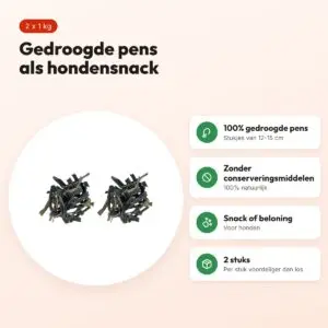 Petsnack hondensnack gedroogde pens 12-15 cm 1 kg – multipack 2 stuks – voordelen