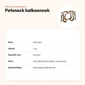 Petsnack kalkoennek 1 kg – gedroogde kauwsnack voor honden – productinformatie