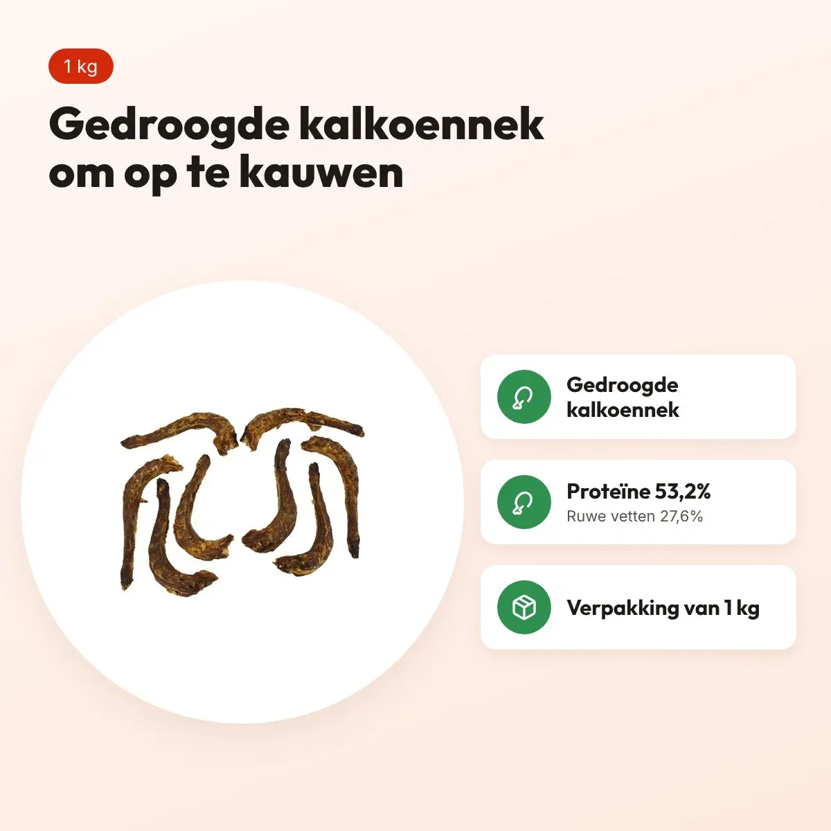 Petsnack kalkoennek 1 kg – gedroogde kauwsnack voor honden – voordelen