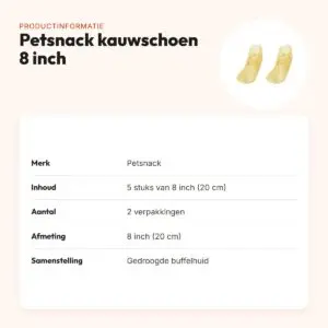Petsnack kauwschoen buffelhuid 8 inch (20 cm) – multipack 2 x 5 stuks – productinformatie