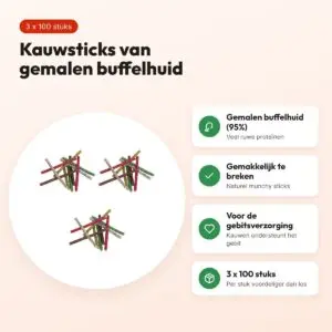 Petsnack kauwsnack Munchy Mix 12,5 cm – multipack 3 x 100 stuks – voordelen