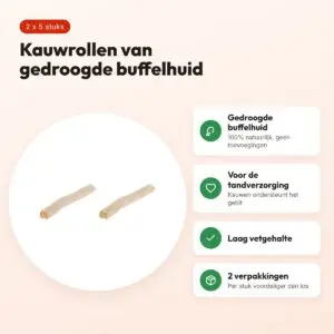 Petsnack kauwsnack rol wit buffelhuid 10 inch – multipack 2 x 5 stuks – voordelen