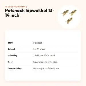 Petsnack kipwokkel 13-14 inch buffelhuid – multipack 3 x 10 stuks – productinformatie