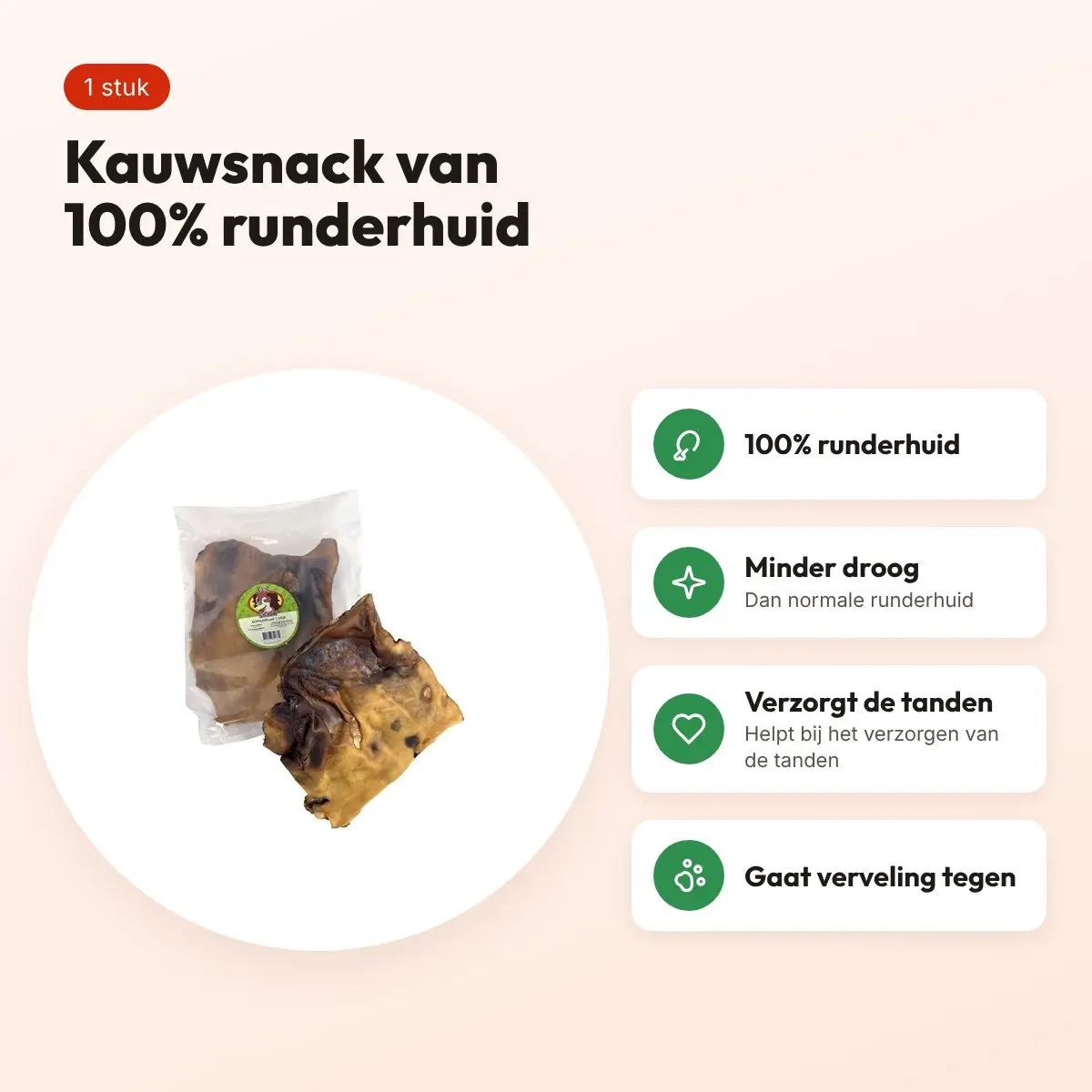 Petsnack kophuidplaat 1 stuk – kauwsnack van runderhuid – voordelen