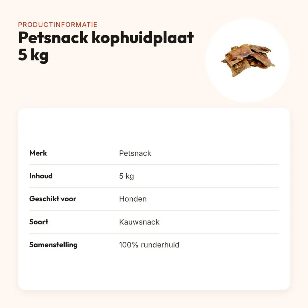 Petsnack kophuidplaat 5 kg – kauwsnack van runderhuid – productinformatie