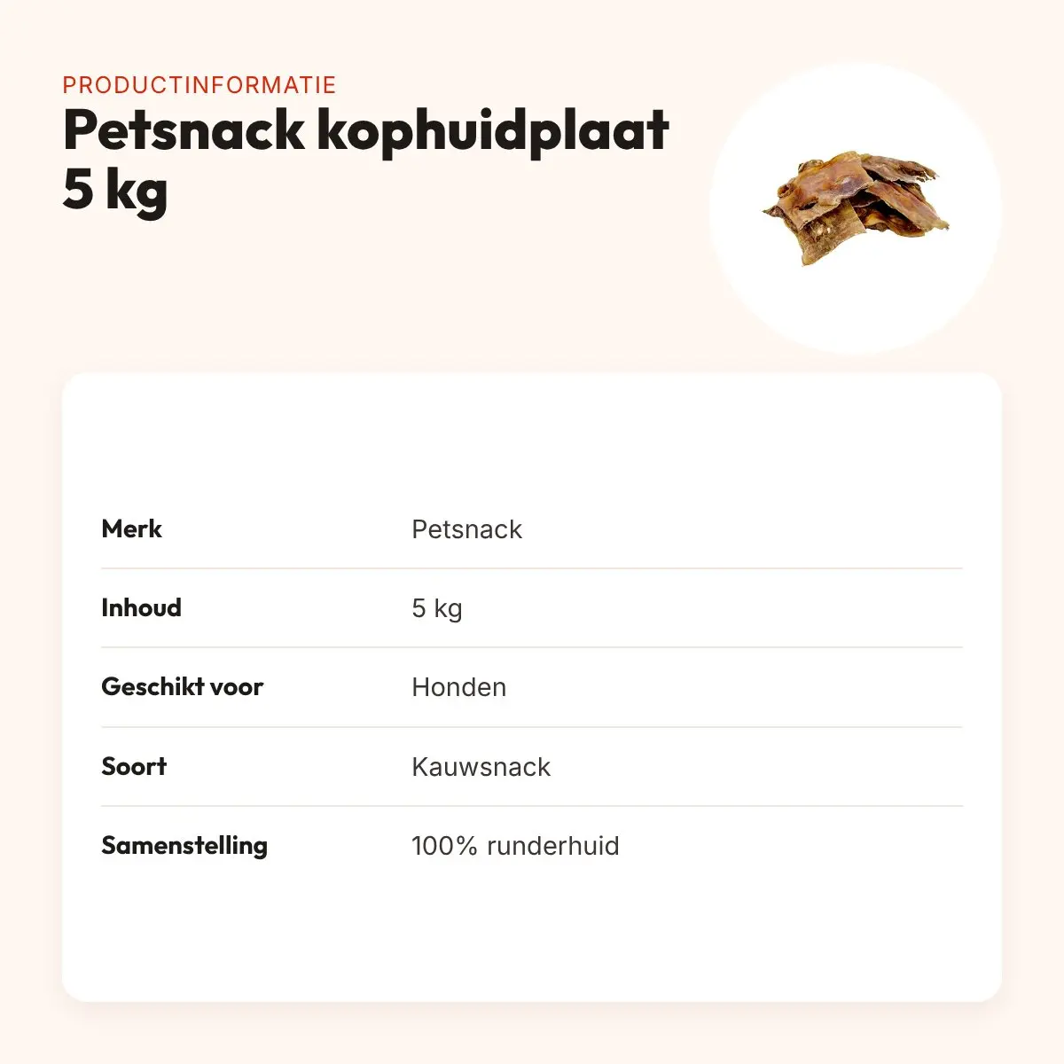 Petsnack kophuidplaat 5 kg – kauwsnack van runderhuid – productinformatie