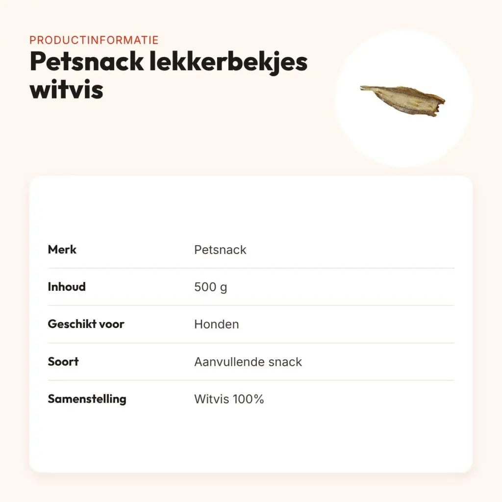 Petsnack lekkerbekjes witvis 500 g – hondensnack – productinformatie