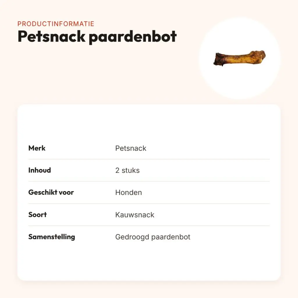 Petsnack paardenbot kauwsnack – 2 stuks, zonder toevoegingen – productinformatie