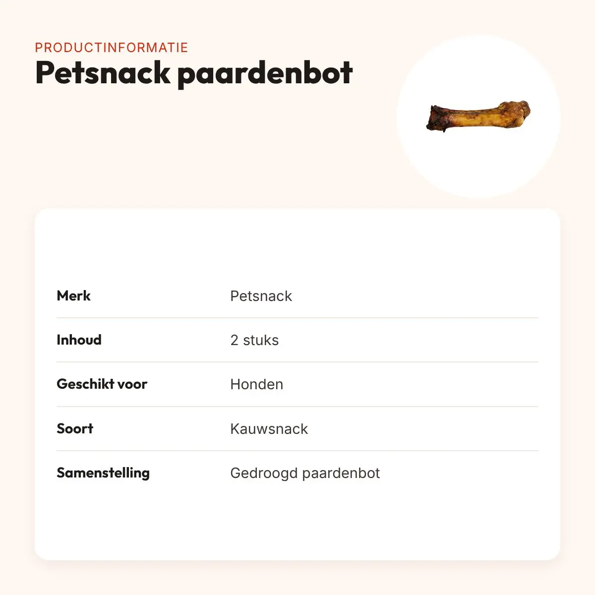 Petsnack paardenbot kauwsnack – 2 stuks, zonder toevoegingen – productinformatie