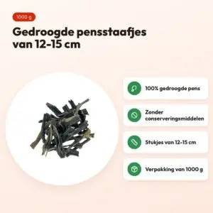 Petsnack pens 12-15 cm 1000 g – gedroogde pensstaafjes – voordelen