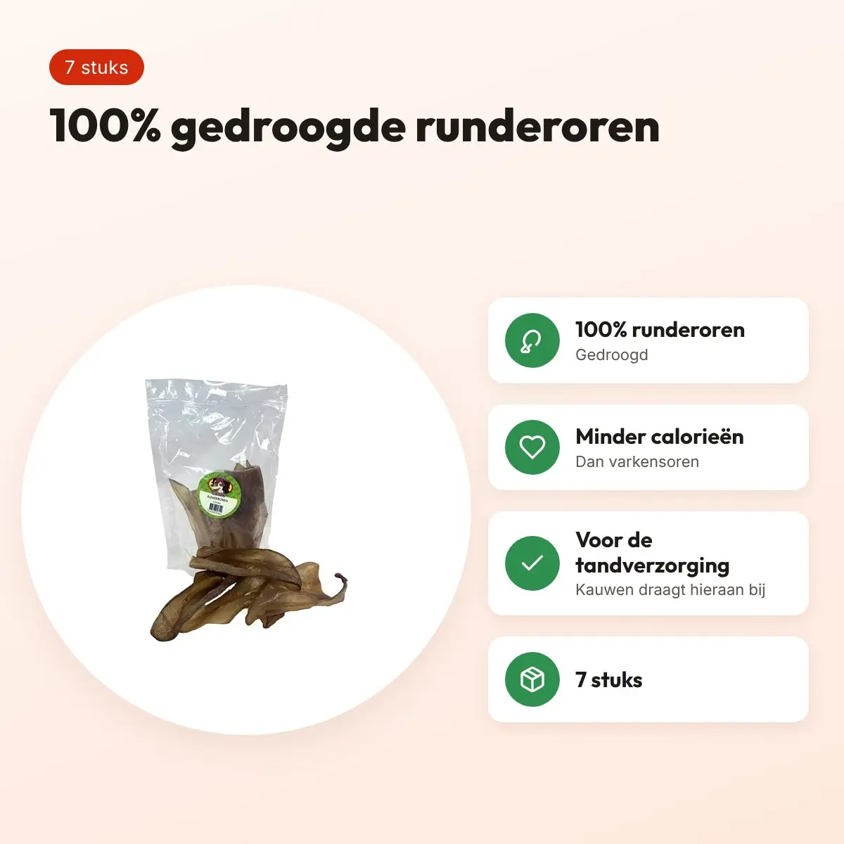 Petsnack runderoren 7 stuks – kauwsnack voor honden – voordelen