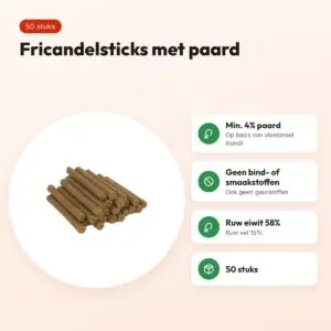 Petsnack sticks fricandel paard hondenbeloning 50 stuks – voordelen