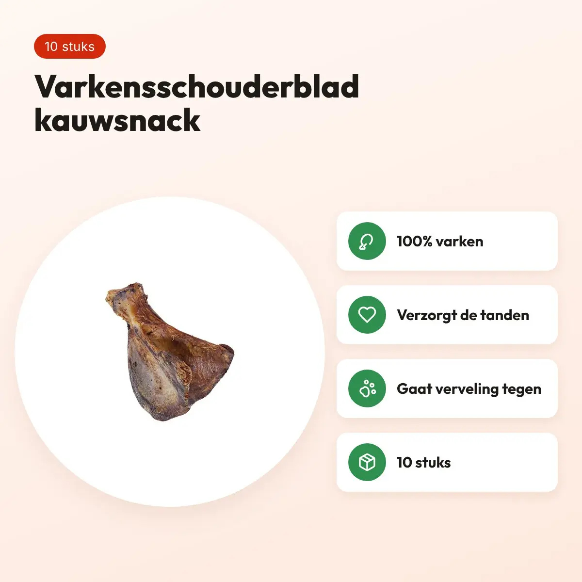 Petsnack varkensschouderblad kauwsnack – 100% varken, 10 stuks – voordelen