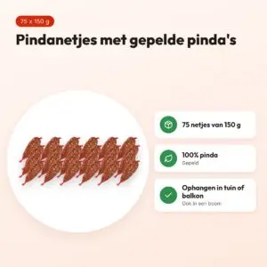 Pindanetjes voor vogels 75 x 150 g – gepelde pinda's – voordelen