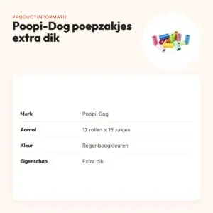Poopi-Dog poepzakjes extra dik regenboog 12 x 15 stuks – productinformatie