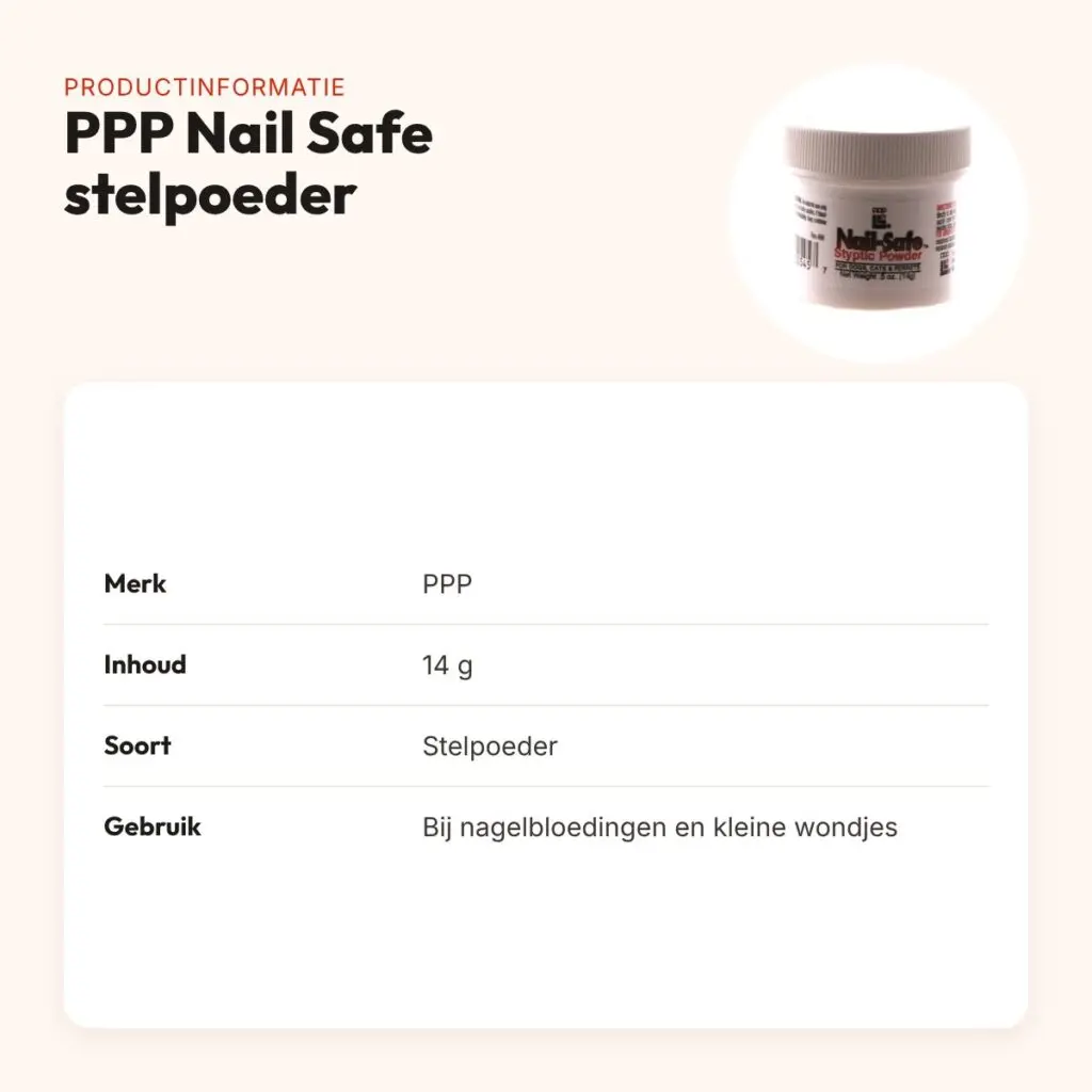 PPP Nail Safe stelpoeder 14 g – bij nagelbloedingen en kleine wondjes – productinformatie
