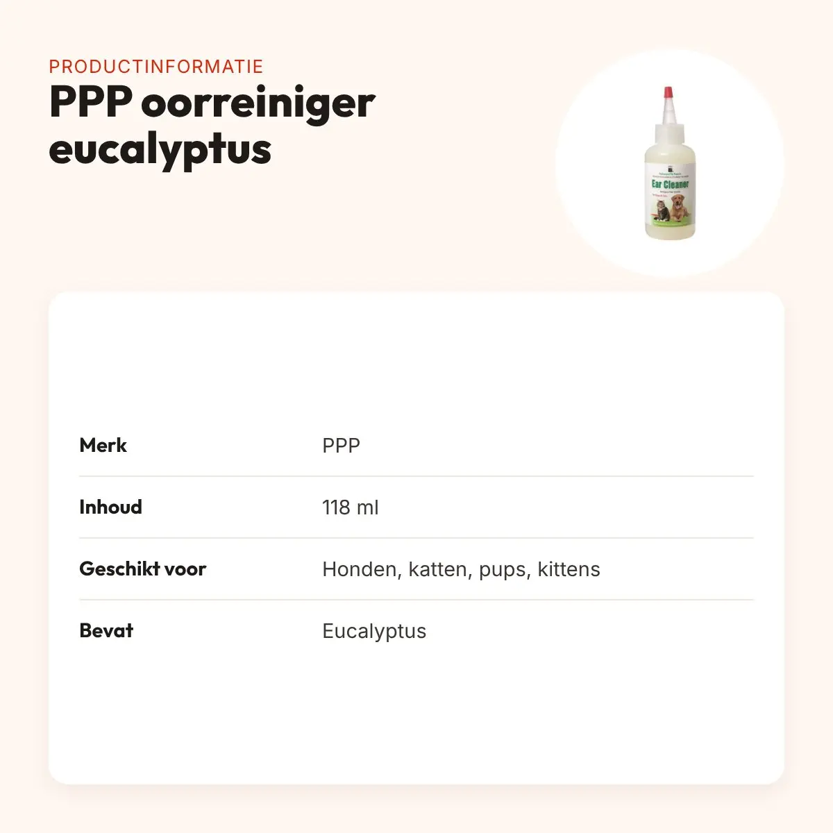 PPP oorreiniger eucalyptus 118 ml – frisse oorverzorging – productinformatie