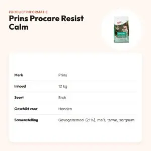 Prins hondenvoer Procare Resist Calm 12 kg – met rustgevende kruiden – productinformatie