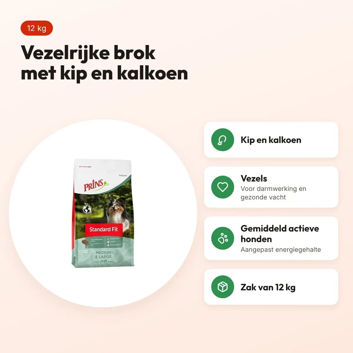 Prins hondenvoer Procare Standaard-Fit 12 kg – vezelrijk – voordelen