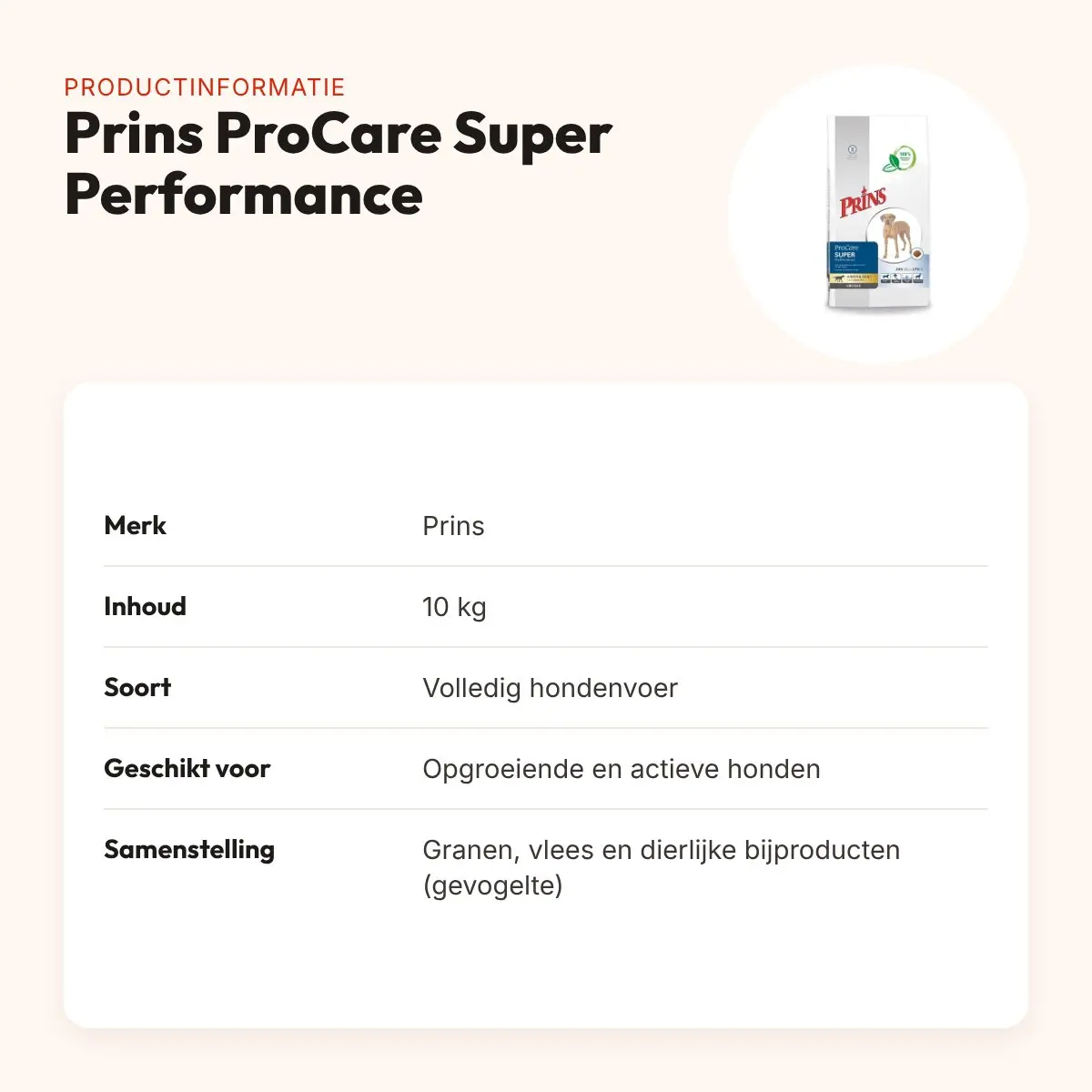 Prins ProCare Croque Super Performance hondenvoer 10 kg – actieve honden – productinformatie