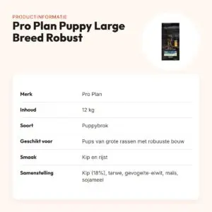 Pro Plan hondenvoer Puppy Large Breed Robust kip en rijst 12 kg – productinformatie