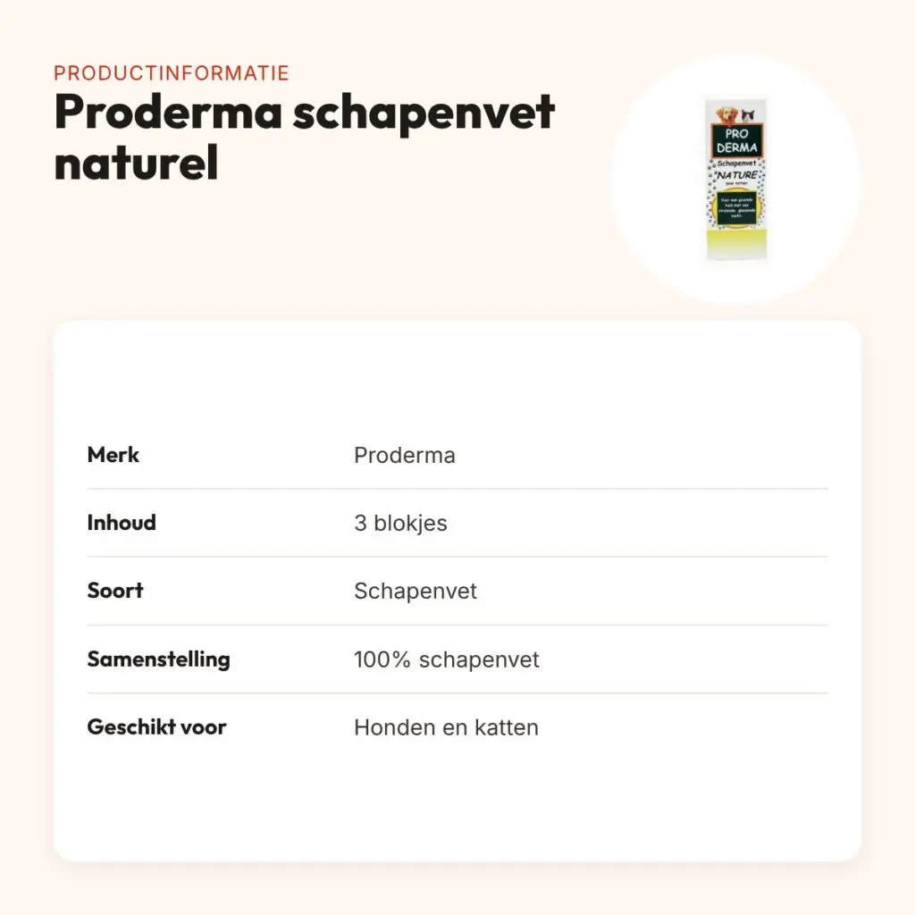 Proderma schapenvet naturel 3 stuks – blokjes voor hond en kat – productinformatie