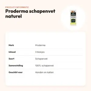 Proderma schapenvet naturel 3 stuks – blokjes voor hond en kat – productinformatie