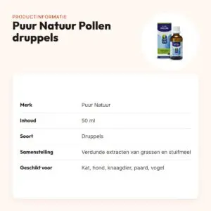 Puur Natuur Pollen druppels 50 ml – voor hond, kat en meer – productinformatie