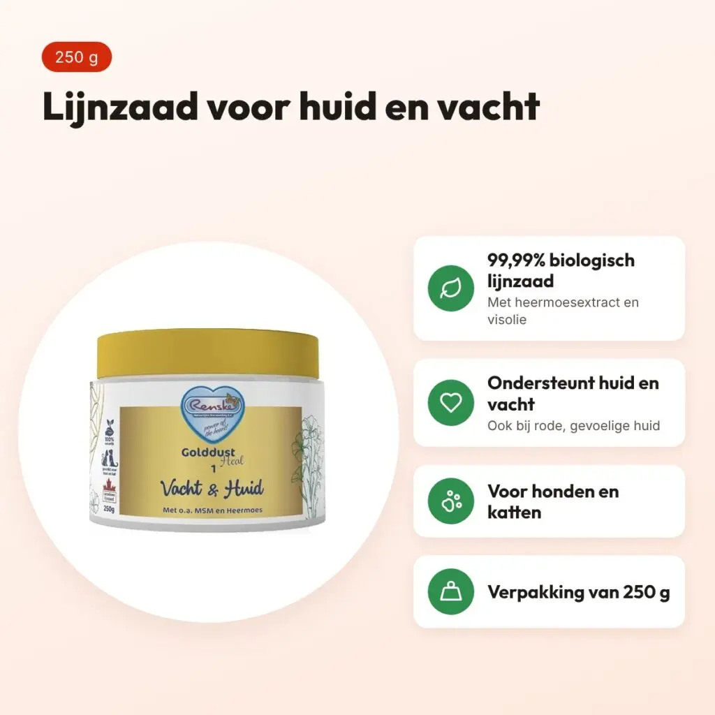 Renske Golddust Heal 1 huid en vacht 250 g – supplement hond en kat – voordelen