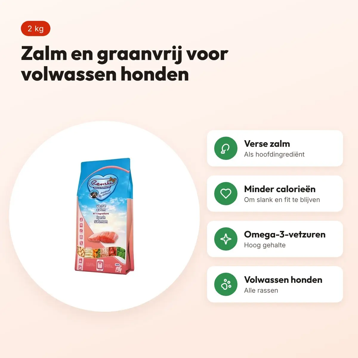 Renske hondenvoer Adult zalm graanvrij 2 kg – voordelen
