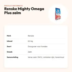 Renske hondenvoer Mighty Omega Plus zalm geperst hypoallergeen 6,5 kg – productinformatie