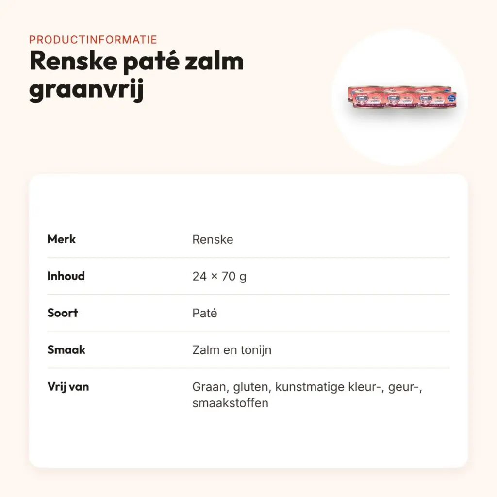 Renske kattenvoer paté zalm 24 x 70 g – graanvrij – productinformatie