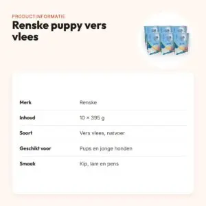 Renske puppyvoer vers vlees kip en lam 10 x 395 g – productinformatie