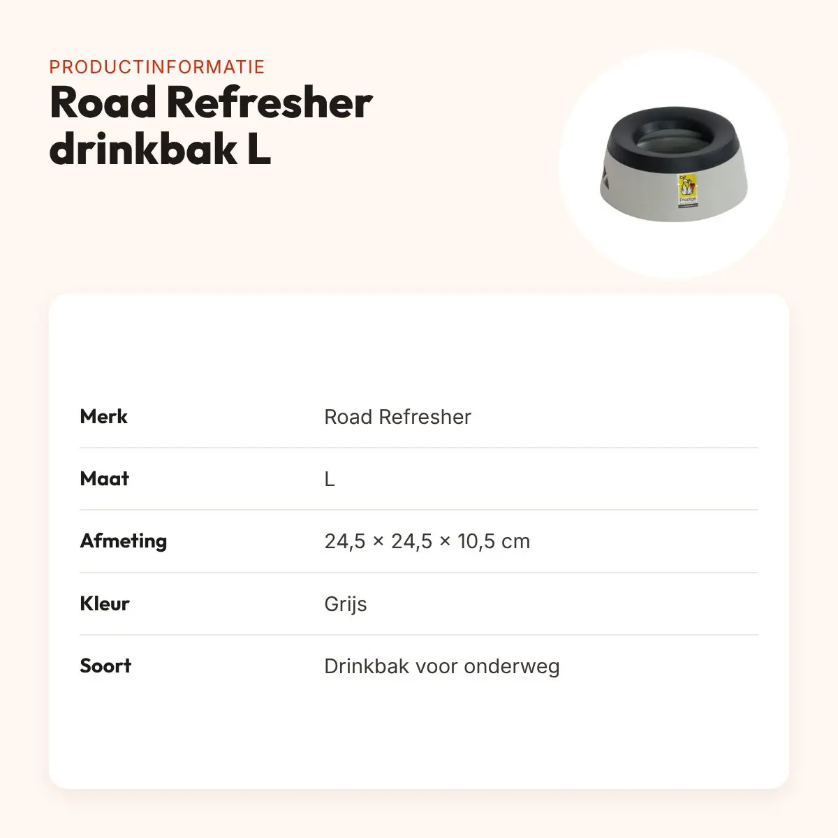 Road Refresher drinkbak voor onderweg Grijs L 24,5 x 24,5 x 10,5 cm – productinformatie