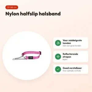 Rogz for Dogs Fanbelt halfslip halsband roze 20 mm – maat L, 37-56 cm – voordelen