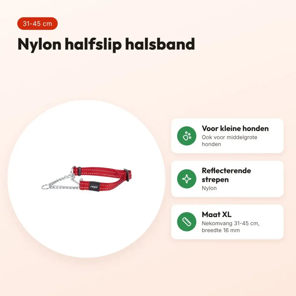 Rogz for Dogs Snake halfslip halsband rood 16 mm – maat XL, 31-45 cm – voordelen