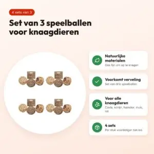Rosewood knaagdier speelballen set van 3 – 8 cm – multipack 4 stuks – voordelen