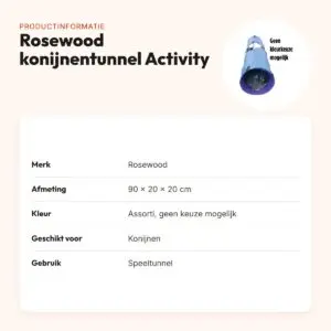 Rosewood konijnentunnel Activity 90 x 20 x 20 cm – klittenband, assorti – productinformatie
