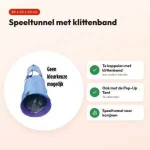 Rosewood konijnentunnel Activity 90 x 20 x 20 cm – klittenband, assorti – voordelen