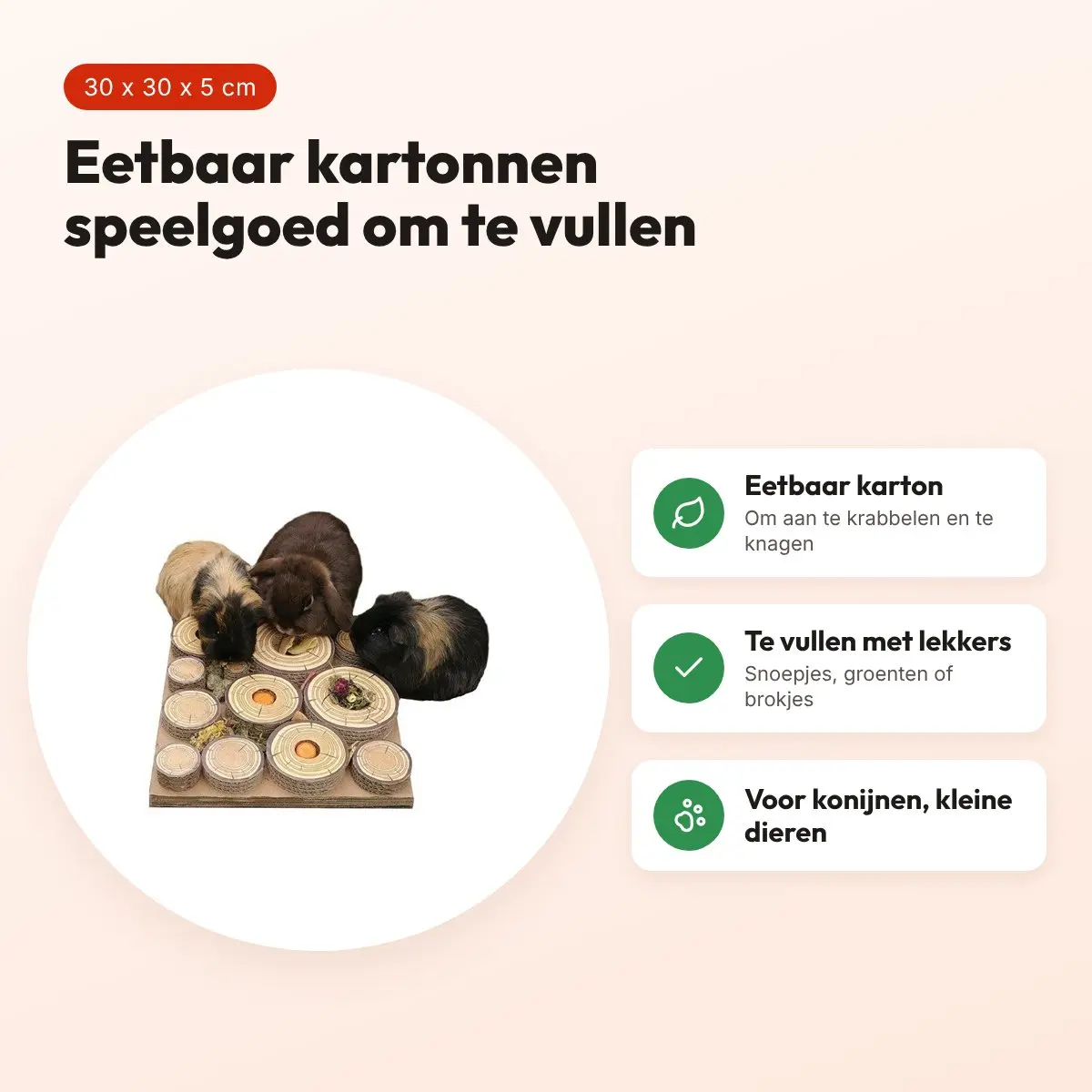 Rosewood Maze-A-Log Treat Challenge 30 x 30 x 5 cm – eetbaar karton – voordelen