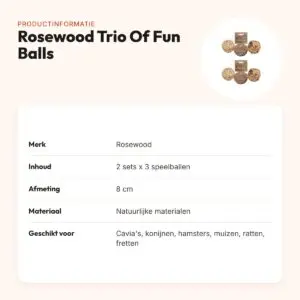 Rosewood Trio Of Fun Balls knaagdierspeelgoed 8 cm – multipack 2 sets – productinformatie