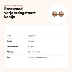 Rosewood verjaardagstaart konijn 13 x 13 x 10 cm – multipack 2 stuks – productinformatie