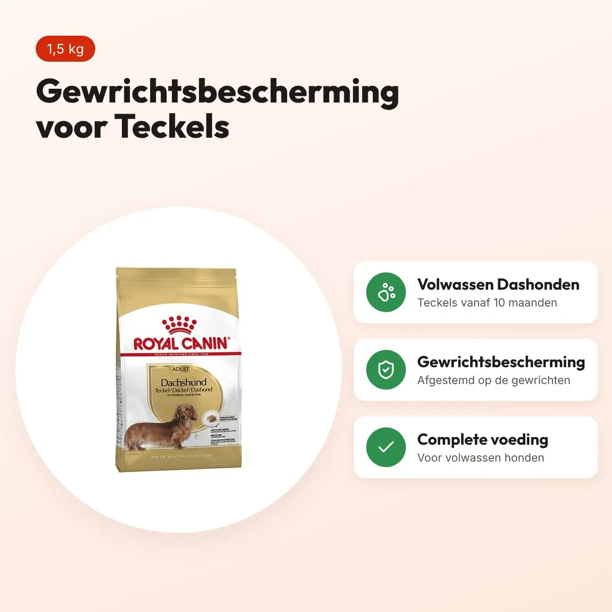 Royal Canin Dachshund Adult hondenvoer 1,5 kg – voor gewrichten – voordelen