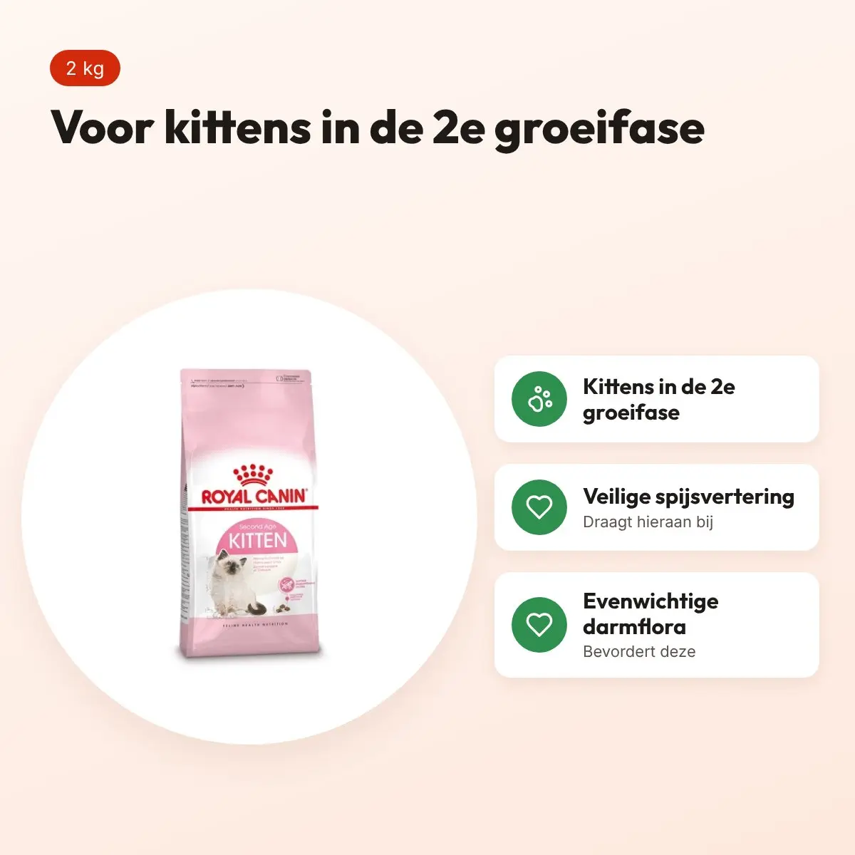 Royal Canin Kitten kittenvoer 2 kg – 2e groeifase – voordelen
