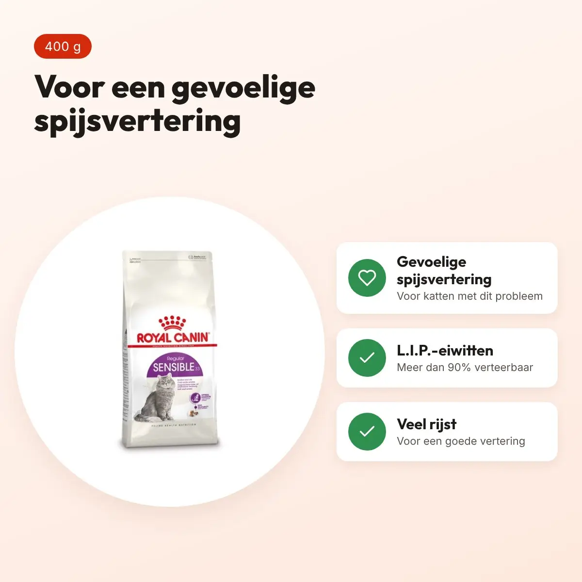 Royal Canin Sensible kattenvoer 400 g – gevoelige spijsvertering – voordelen