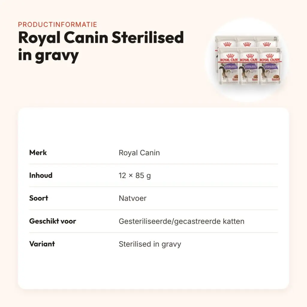 Royal Canin Sterilised in gravy kattenvoer 12 x 85 g – vleesbrokjes – productinformatie