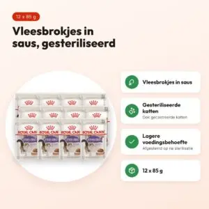 Royal Canin Sterilised in gravy kattenvoer 12 x 85 g – vleesbrokjes – voordelen