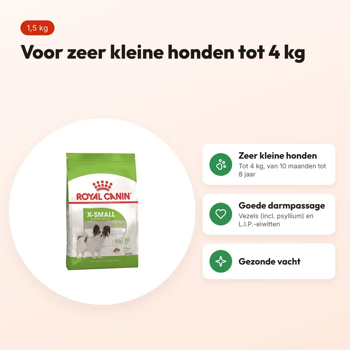 Royal Canin X-Small Adult hondenvoer 1,5 kg – kleine brokjes – voordelen