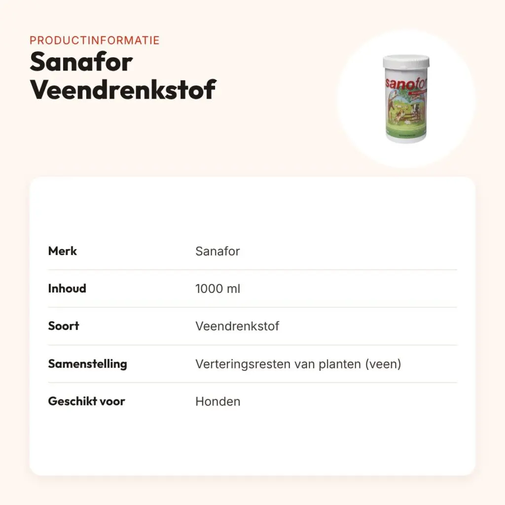 Sanafor Veendrenkstof 1000 ml – mineralen voor honden – productinformatie