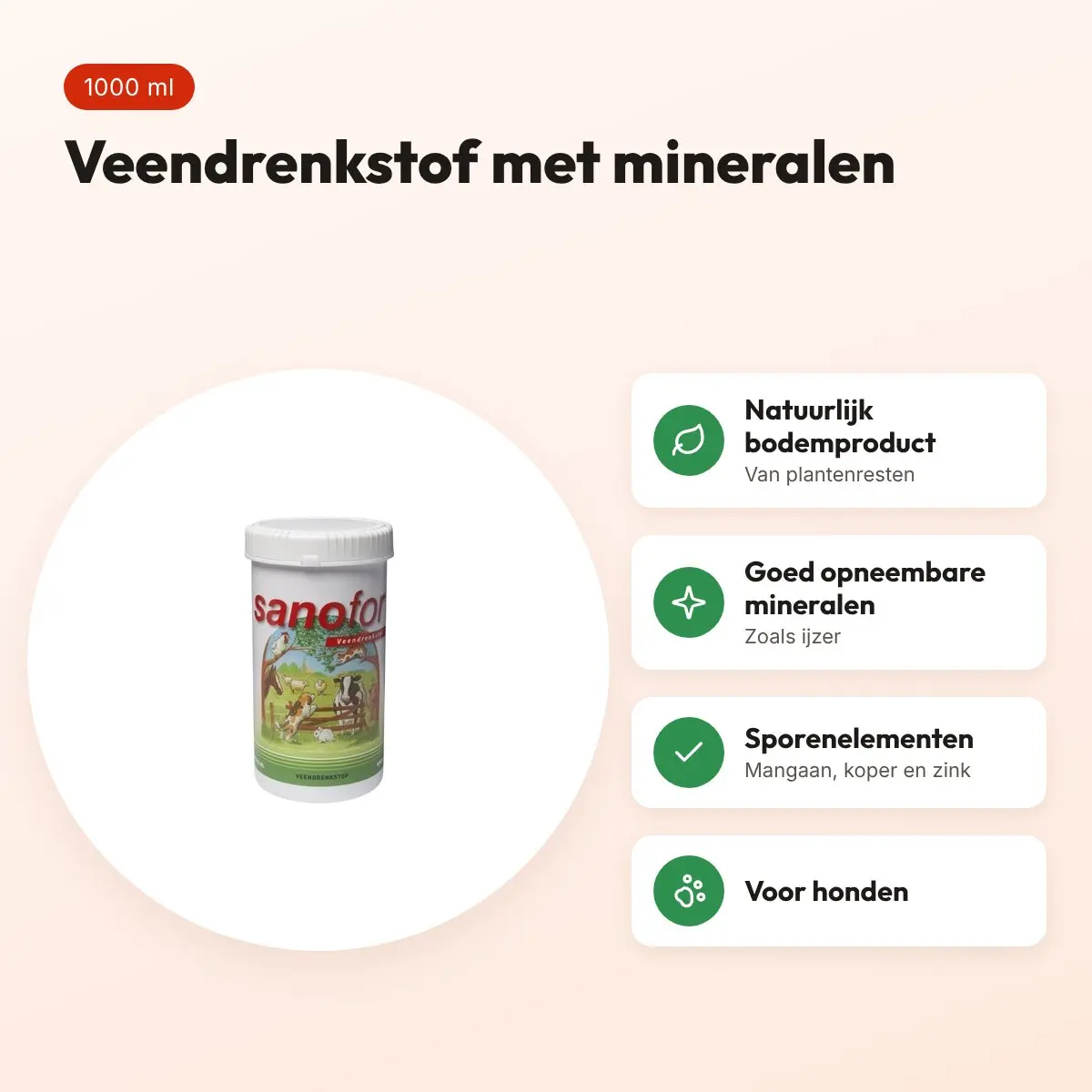 Sanafor Veendrenkstof 1000 ml – mineralen voor honden – voordelen